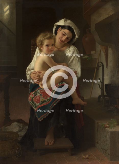 Young Mother Gazing at Her Child, 1871. Creator: William-Adolphe Bouguereau.