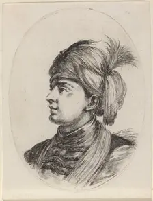 Young Moor in a Feathered Turban, Turned to the Left, 1649/1650. Creator: Stefano della Bella