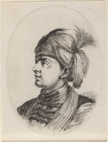 Young Moor in a Feathered Turban, Turned to the Left, 1649/1650. Creator: Stefano della Bella