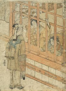 Young Man Outside a Brothel in the Yoshiwara, 18th century. Creator: Isoda Koryusai