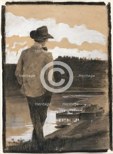 Young Man on a Riverbank, 1902. Creator: Umberto Boccioni.