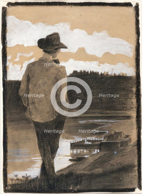 Young Man on a Riverbank, 1902. Creator: Umberto Boccioni.