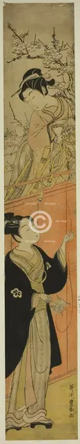Young Man and Woman with a Kite, c. 1770s. Creator: Utagawa Toyoharu.