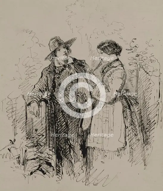 Young Man and Woman by a Gate, c1860. Creator: Augustus Hoppin.