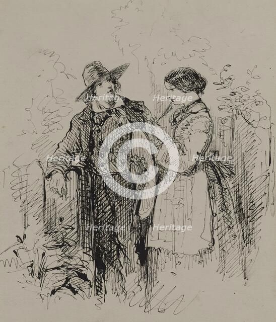 Young Man and Woman by a Gate, c1860. Creator: Augustus Hoppin.
