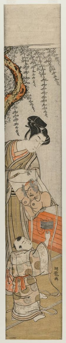 Young Man and Child with a Kite, early-mid 1770s. Creator: Isoda Koryusai (Japanese)