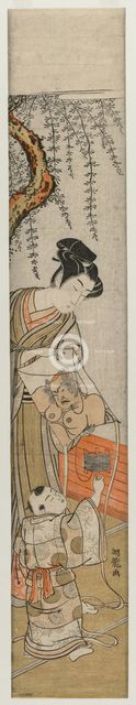 Young Man and Child with a Kite, early-mid 1770s. Creator: Isoda Koryusai (Japanese).