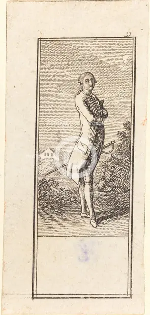 Young Man Bareheaded, with Sword, 1784. Creator: Daniel Nikolaus Chodowiecki.