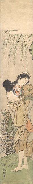 Young Man Carrying a Girl on His Back, late 18th century. Creator: Shunsho.