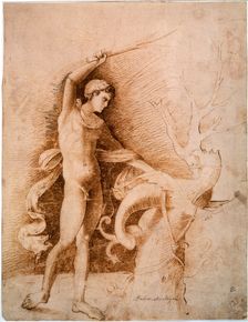 Young man Fighting the Dragon late 15th century. Artist: Andrea Mantegna
