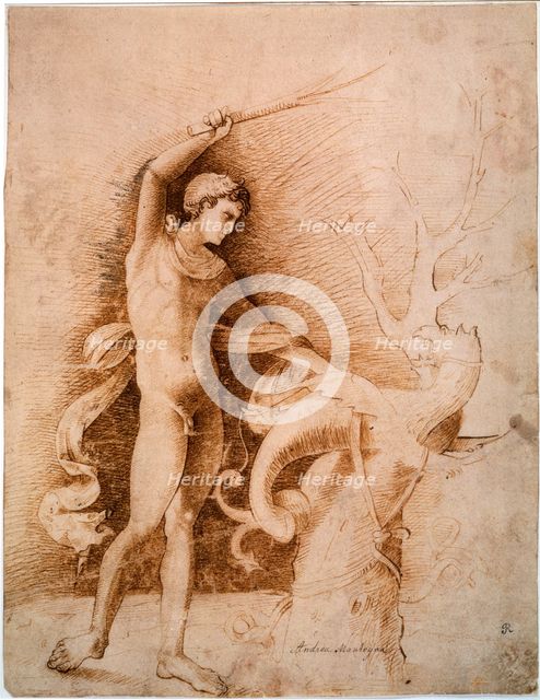 Young man Fighting the Dragon', late 15th century. Artist: Andrea Mantegna