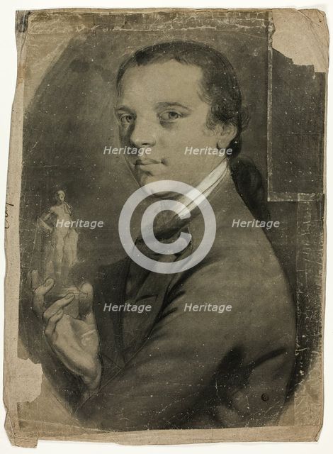 Young Man Holding Statuette, 1760. Creator: John Russell.