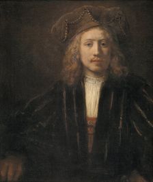 Young Man in a Pearl-trimmed Cap, 1650-1659. Creator: Workshop of Rembrandt