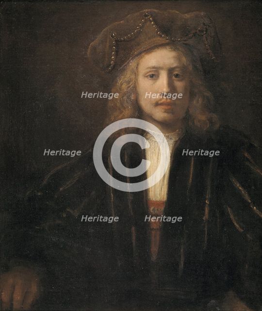 Young Man in a Pearl-trimmed Cap, 1650-1659. Creator: Workshop of Rembrandt.