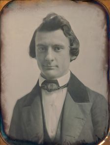 Young Man in Three-piece Suit and Bow Tie, 1850s. Creators: Josiah Johnson Hawes, Albert Sands Southworth