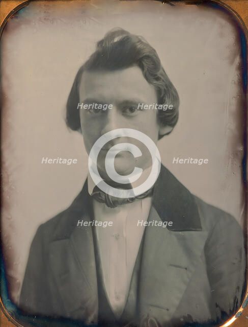 Young Man in Three-piece Suit and Bow Tie, 1850s. Creators: Josiah Johnson Hawes, Albert Sands Southworth.
