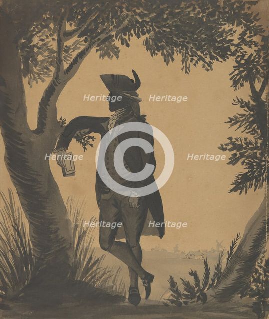 Young Man Leaning Against a Tree With a Book, ca. 1780-89. Creator: William Wellings.