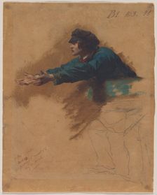 Young Man Leaning Forward with Outstretched Arms..., c. 1851. Creator: Isidore Pils (French, 1813/15-1875)