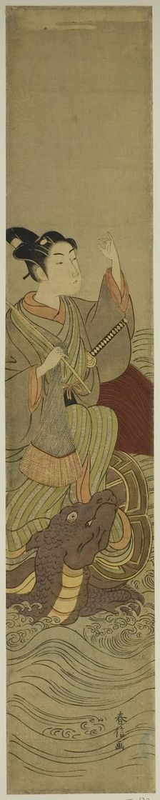 Young Man Riding a Giant Tortoise (parody of Urashima Taro), c. 1767. Creator: Suzuki Harunobu