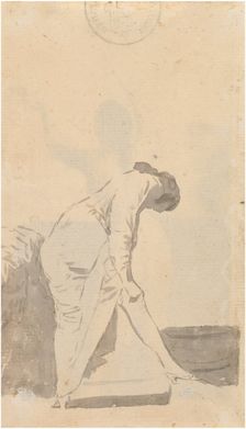 Young man stretching his stocking (from the Madrid Album), c. 1795