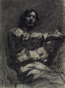Young Man Sitting, Study. (Self-Portrait At the Easel), c. 1847. Artist: Courbet, Gustave (1819-1877)