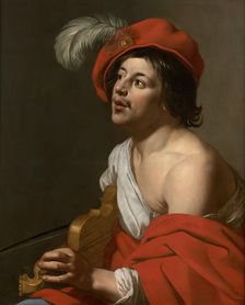 Young man tuning his violin, 1630. Creator: Jan van Bijlert