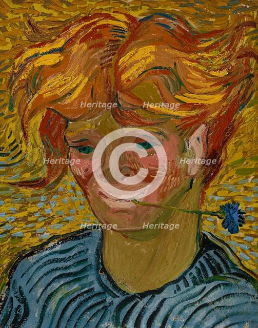 Young Man With Cornflower, 1890. Creator: Gogh, Vincent, van (1853-1890).