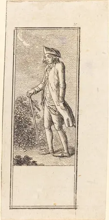 Young Man with Cane, 1784. Creator: Daniel Nikolaus Chodowiecki