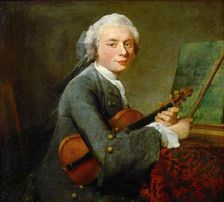 Young Man with a Violin. Charles Théodose Godefroy (1718-1796), eldest son of the jeweler Charles Go Creator: Chardin, Jean-Baptiste Siméon (1699-1779)
