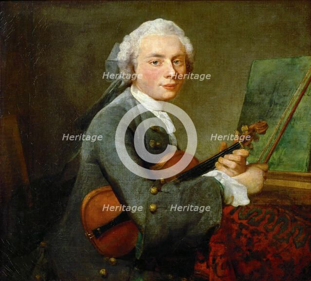 Young Man with a Violin. Charles Théodose Godefroy (1718-1796), eldest son of the jeweler Charles Go Creator: Chardin, Jean-Baptiste Siméon (1699-1779).