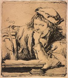 Young Man with a Book 1883. Artist: Sir John Gilbert