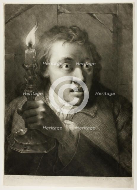 Young Man with a Candle, from Life-Sized Heads, 1760. Creator: Thomas Frye.
