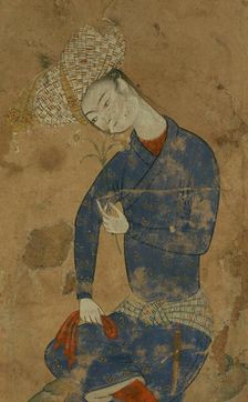 Young Man with a Flower, 11th century AH/AD 17th century. Creator: Unknown