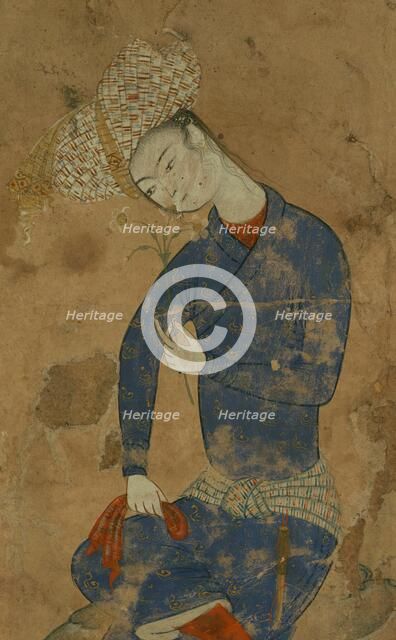 Young Man with a Flower, 11th century AH/AD 17th century. Creator: Unknown.