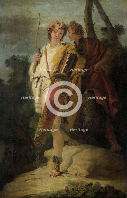 Young Man with Bow and large Quiver and his Companion with a Shield, formerly entitled Telemachus an Creator: Giovanni Battista Tiepolo.