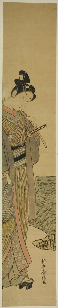 Young Man with Fishing Pole and Net, c. 1769. Creator: Suzuki Harunobu