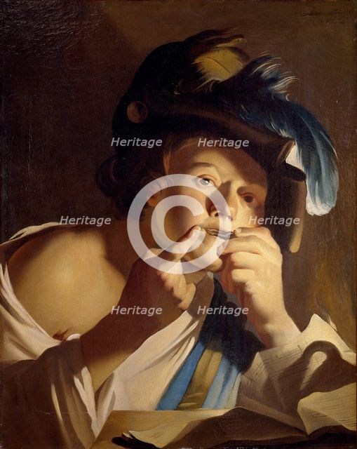 Young man with jew's harp, 1621. Artist: Baburen, Dirck (Theodor), van (1595-1624)