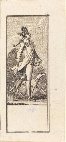 Young Man with Sword, Cane and Dog, 1784. Creator: Daniel Nikolaus Chodowiecki