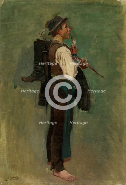 Young Man with Pipe, around 1880-1885. Creator: Ladislav Mednyanszky.