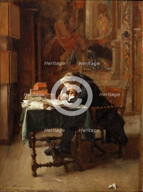 Young Man Writing. Artist: Meissonier, Ernest Jean Louis (1815-1891)