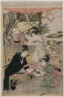 Young Man Writing at a Table, c. 1800. Creator: Utagawa Toyohiro (Japanese, 1733-1828)