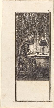 Young Man Writing by Lamplight, 1784. Creator: Daniel Nikolaus Chodowiecki