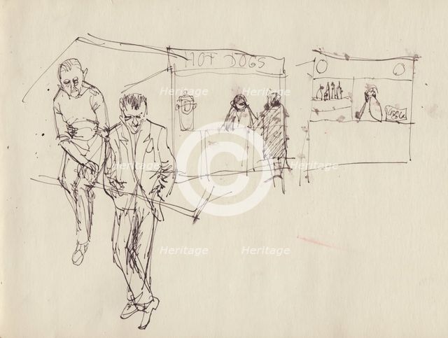 Young men at a funfair, c1950. Creator: Shirley Markham.
