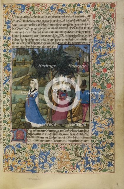 Young Men and Women Outdoors; Historia de duobus amantibus, about 1460-1470. Creator: Unknown.