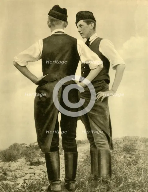 Young men in traditional costume, Burgenland, Austria, c1935.  Creator: Unknown.