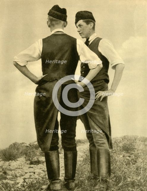 Young men in traditional costume, Burgenland, Austria, c1935.  Creator: Unknown.