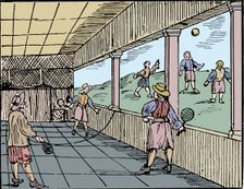 Young men playing a form of tennis, 16th century