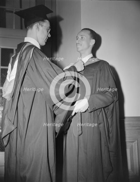 Young men preparing to receive degrees from Howard University, Washington, D.C, 1942. Creator: Gordon Parks.