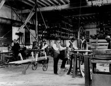 Young men training in woodworking at Hampton Institute, Hampton, Virginia, 1899 or 1900. Creator: Frances Benjamin Johnston