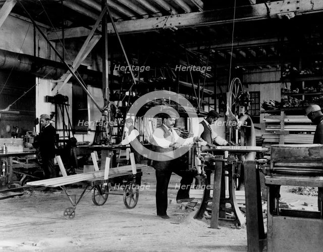 Young men training in woodworking at Hampton Institute, Hampton, Virginia, 1899 or 1900. Creator: Frances Benjamin Johnston.